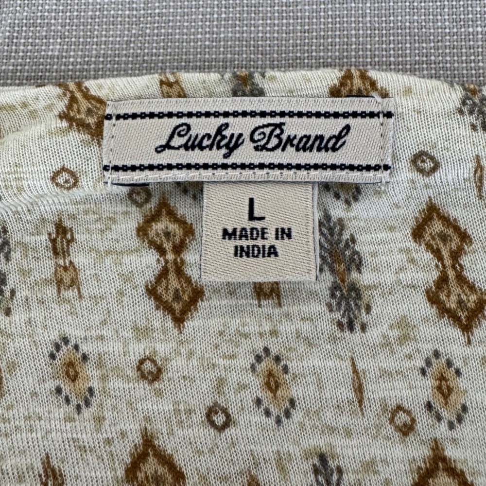 Vintage Lucky Brand Boho Top Large Tan - Picture 6 of 11